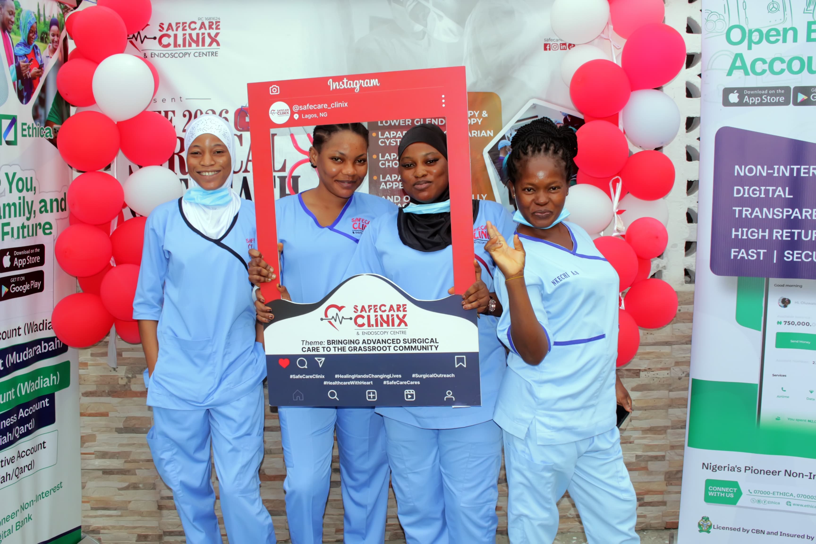 Nursing team with outreach frame
